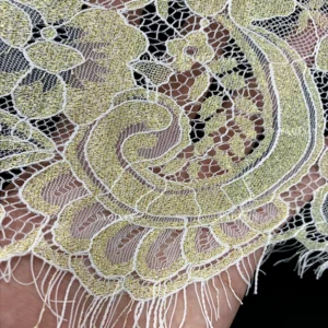 YX1336 3m*1.5m New Product Launch 2026 Eyelash Lace Fabric Gold Thread Mesh Tulle Lace Embroidered Fabric for Garment - 100%...