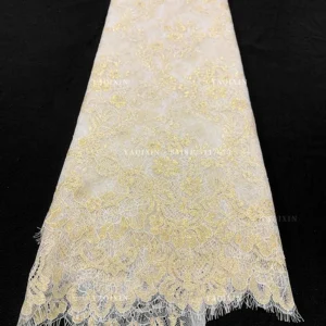 YX1337 Hot Selling Styles French Eyelash Lace Fabric With Gold Thread Embroidery High Quality Lace Dubai Wedding Fabric...