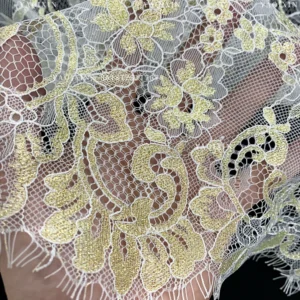YX1337 Hot Selling Styles French Eyelash Lace Fabric With Gold Thread Embroidery High Quality Lace Dubai Wedding Fabric...