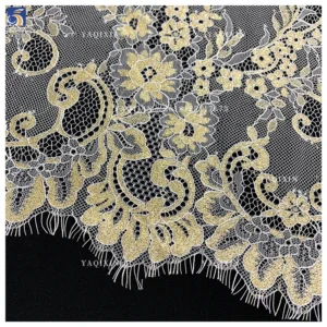 YX1337 Hot Selling Styles French Eyelash Lace Fabric With Gold Thread Embroidery High Quality Lace Dubai Wedding Fabric...