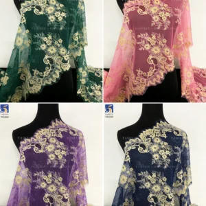 YX1338 Size 300cm*20cm Luxury Embroidered 2026 Dubai UAE Wedding Dress Gold Eyelash Lace Fabric for Garment Accessories Trim...