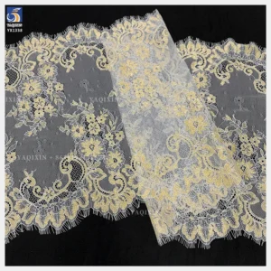 YX1338 Size 300cm*20cm Luxury Embroidered 2026 Dubai UAE Wedding Dress Gold Eyelash Lace Fabric for Garment Accessories Trim...