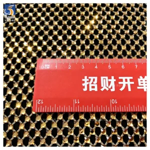 YX1340 Noble and Luxurious Golden Shiny 3D Stone Diamond Net Mesh Fabric Glitter Lace Fabric for Dresses - 100% Polyester...