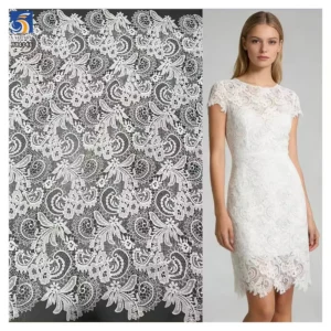 YX1346 130gsm French Fashion Embroidered Lace Fabric High Quality White Water Soluble Lace Embroidery Paisley Lace Fabric...
