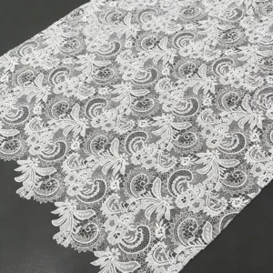 YX1346 130gsm French Fashion Embroidered Lace Fabric High Quality White Water Soluble Lace Embroidery Paisley Lace Fabric...