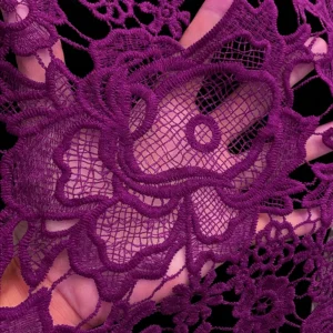 YX1348 Hot Selling Hollow Embroidery Large Flowers Dark Red Water-Soluble Lace Fabric 100% Polyester Milk Silk Lace Fabric...