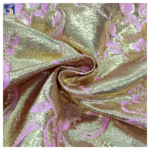 YX1350 Luxurious Two-Tone Gold Thread Lurex Brocade Fabric Polyester Brocade Jacquard Dress Fabric for Beautiful Woman...