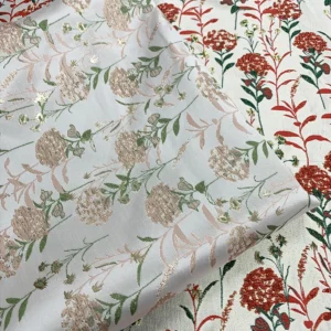 YX1351 New Fashion Design 2026 Bright Red Florals Fabric Wholesale Woven Brocade Jacquard Fabric for Garment - 100%...