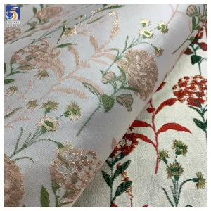 YX1351 New Fashion Design 2026 Bright Red Florals Fabric Wholesale Woven Brocade Jacquard Fabric for Garment - 100%...