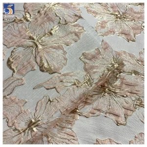 YX1354 High Quality 100 Polyester Soft Jacquard Chiffon Brocade Fabric With Flowers Two-Tone Gold Thread Brocade - 100%...