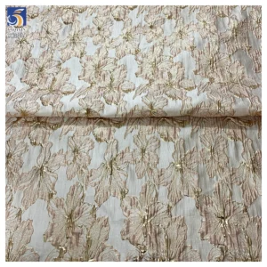YX1354 High Quality 100 Polyester Soft Jacquard Chiffon Brocade Fabric With Flowers Two-Tone Gold Thread Brocade - 100%...