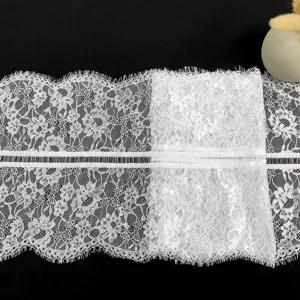 YX1357 26CM*150CM Eyelash Lace Fabric for Dress Trimmings Garments Custom Dyed Design Embroidered Eyelash Lace Fabrics...