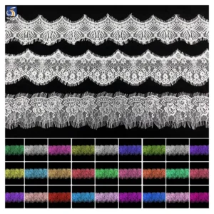 YX1358 26CM*150CM China Super Factory Wholesale Bride's Wedding Dress Embroidery Accessories Eyelash Lace Fabric - 100%...