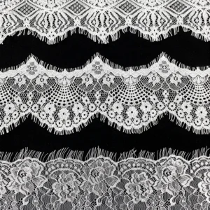 YX1358 26CM*150CM China Super Factory Wholesale Bride's Wedding Dress Embroidery Accessories Eyelash Lace Fabric - 100%...
