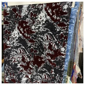YX1359 High Quality Brands Custom 10oz 400gsm Flocked Denim Fabric Burgundy Polyester Stretch Flock Denim Fabric for Jackets...