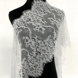 YX1360 Minimum Order of 1 Piece 35CM*300CM White Polyester Mesh Eyelash Lace Fabric for Middle Eastern Wedding Dress Trim...