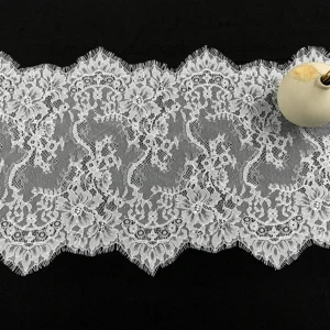 YX1360 Minimum Order of 1 Piece 35CM*300CM White Polyester Mesh Eyelash Lace Fabric for Middle Eastern Wedding Dress Trim...