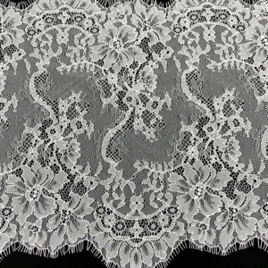 YX1360 Minimum Order of 1 Piece 35CM*300CM White Polyester Mesh Eyelash Lace Fabric for Middle Eastern Wedding Dress Trim...