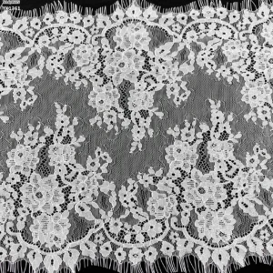 YX1361 35CM*300CM High Quality Pure White French Bride Romance Wedding Dress Embroidered Eyelash Lace Fabric Textile - 100%...