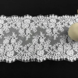 YX1361 35CM*300CM High Quality Pure White French Bride Romance Wedding Dress Embroidered Eyelash Lace Fabric Textile - 100%...