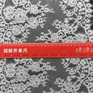 YX1361 35CM*300CM High Quality Pure White French Bride Romance Wedding Dress Embroidered Eyelash Lace Fabric Textile - 100%...