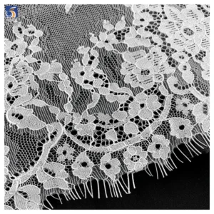 YX1361 35CM*300CM High Quality Pure White French Bride Romance Wedding Dress Embroidered Eyelash Lace Fabric Textile - 100%...
