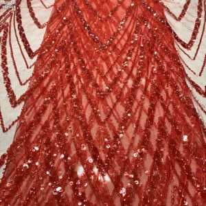 YX1364 New Trends 2026 Nigeria Africa 350gsm Heavyweight Red Glitter Lace Fabrics Red Glittering Net Lace Fabric for Woman...
