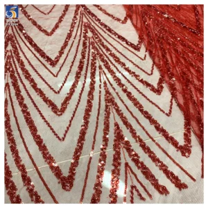 YX1364 New Trends 2026 Nigeria Africa 350gsm Heavyweight Red Glitter Lace Fabrics Red Glittering Net Lace Fabric for Woman...
