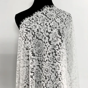 YX1367 250gsm 60CM*300CM 70% Cotton 30% Nylon High Quality Eyelash Lace Fabric Embroidered Eyelash Lace for Garment - Nylon...