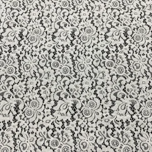 YX1367 250gsm 60CM*300CM 70% Cotton 30% Nylon High Quality Eyelash Lace Fabric Embroidered Eyelash Lace for Garment - Nylon...