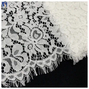 YX1367 250gsm 60CM*300CM 70% Cotton 30% Nylon High Quality Eyelash Lace Fabric Embroidered Eyelash Lace for Garment - Nylon...