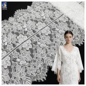 YX1370 60CM*300CM Cotton/Nylon Good Quality Large Flowers Woven Embroidery Eyelash Lace Fabric for 5 Pieces Clothing...