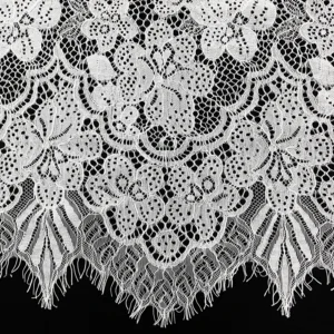 YX1370 60CM*300CM Cotton/Nylon Good Quality Large Flowers Woven Embroidery Eyelash Lace Fabric for 5 Pieces Clothing...