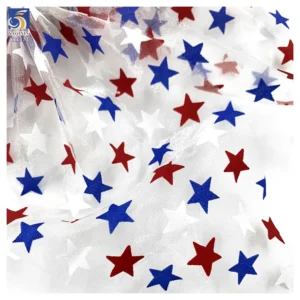 YX1371 Custom 145cm 80gsm American Independence Day Fabric Holiday American Flag Stars Organza Printed Fabric - 100%...