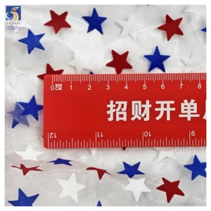 YX1371 Custom 145cm 80gsm American Independence Day Fabric Holiday American Flag Stars Organza Printed Fabric - 100%...