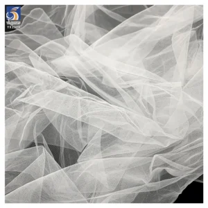 YX1374 Minimum Order 1 Yard Glossy Polyester Stiff Mesh Fabric Pure White Knitted Tulle Fabric for Dress Wedding - 100%...