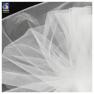 YX1374 Minimum Order 1 Yard Glossy Polyester Stiff Mesh Fabric Pure White Knitted Tulle Fabric for Dress Wedding - 100%...
