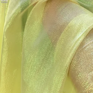 YX1388 45g Top Quality Colorful Rainbow Holographic Transparent Organza Fabric for Clothing Polyester Stiff Organza Fabric...