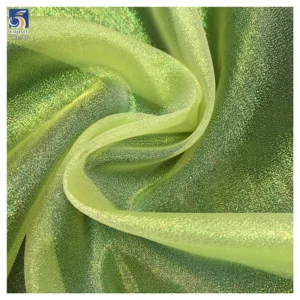 YX1388 45g Top Quality Colorful Rainbow Holographic Transparent Organza Fabric for Clothing Polyester Stiff Organza Fabric...
