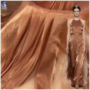 YX1389 Bestselling Polyester Coffee Brown 50gsm Glossy Smooth Crepe Organza Fabric for Making Woman's Dresses - 100%...