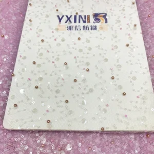 YX1392 Five-star Wholesaler White Transparent Sequin Lace Fabric With 3D Pearls Beaded Lace Fabric for High-end Dress 2026...