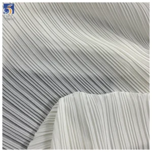 YX1394 New Product Launch 2026 Style 100% Polyester Off-White Pearl Chiffon Pleated Fabric for Garments Dress - 100%...