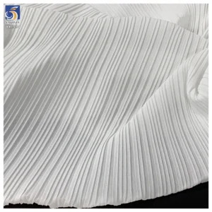 YX1394 New Product Launch 2026 Style 100% Polyester Off-White Pearl Chiffon Pleated Fabric for Garments Dress - 100%...