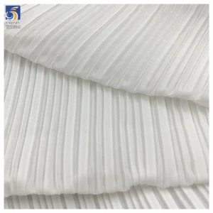YX1394 New Product Launch 2026 Style 100% Polyester Off-White Pearl Chiffon Pleated Fabric for Garments Dress - 100%...