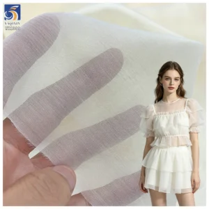 YX1399 60gsm Lightweight Beige Soft Touch Sheer Organza Fabric for Bridal Dress, Puff Sleeves and Women Fashion Apparel...