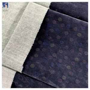 YX1404 New Design Fashion Denim Fabric 2026 10oz Stretch Polka Dot Flocked Denim Fabric for Women's Pants - Spandex...