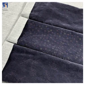 YX1404 New Design Fashion Denim Fabric 2026 10oz Stretch Polka Dot Flocked Denim Fabric for Women's Pants - Spandex...