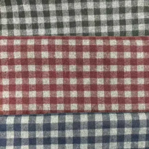 YX1411 TR Polyester Cotton Twill Brushed Chaoyang Plaid Fabric 195gsm Thickened Yarn Dyed Pink Plaid Fabric for Shirts...