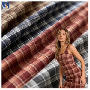 YX1412 190gsm High Quality TR 30 Polyester 70 Cotton Yarn Dyed Plaid Fabric for Fashion Women Dresses and Shirts - Cotton...