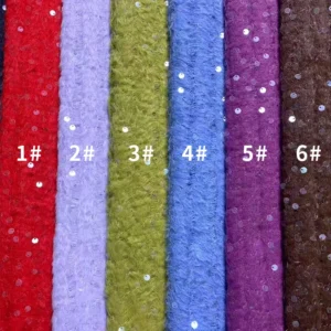 YX1421 High Quality Knit Blend Yarn Polyester Feather Jacquard Fabric With Sequins Winter Thick Fashion Fabric for Woman...